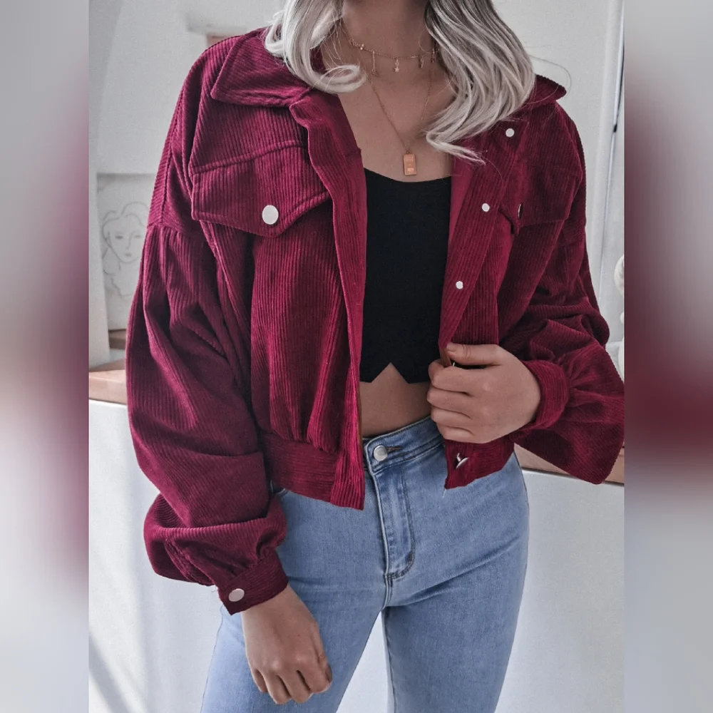 Quinn Lantern Cord Jacket - Burgundy